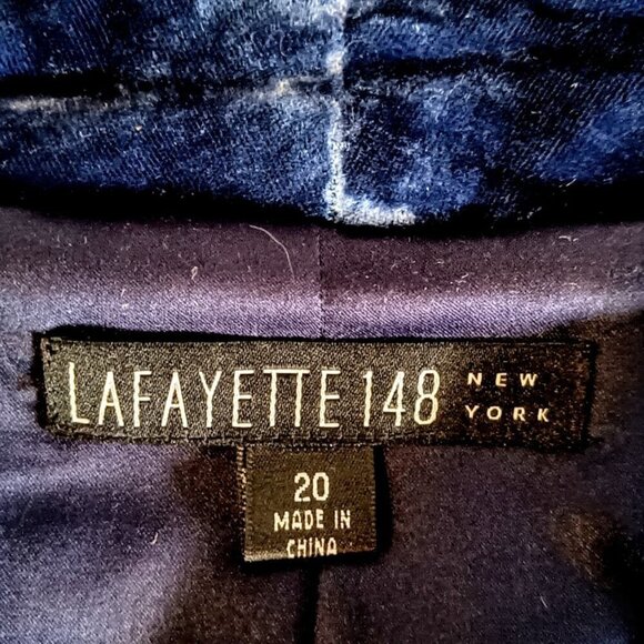 Lafayette 148 New York Blue Velvet Ruffle Blazer Jacket NWT - Picture 3 of 6